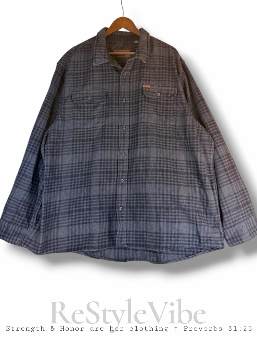 ORVIS Men’s Size 3XL Shirt Flannel Heavyweight Style Plaid Button Down
